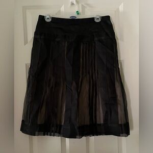 Women’s BCBG MaxAzria Runway Pleated Silk Skirt Black Semi Sheer Designer 6